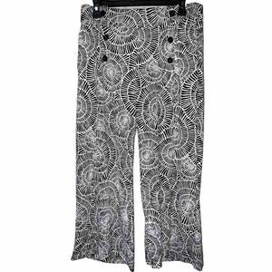 Robert‎ Louis Womens Pants Size Med Wide Ankle Black White Textured Design Art